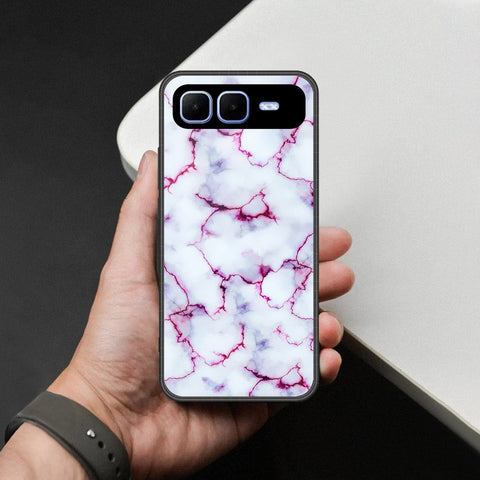 Infinix Smart 10 Plus Cover - White Marble Series - HQ Ultra Shine Premium Infinity Glass Soft Silicon Borders Case