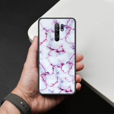 Xiaomi Redmi 9 Cover - White Marble Series - HQ Ultra Shine Premium Infinity Glass Soft Silicon Borders Case