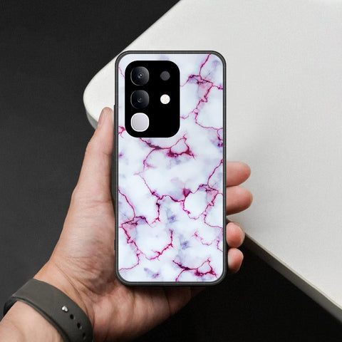 Vivo T4x Cover - White Marble Series - HQ Ultra Shine Premium Infinity Glass Soft Silicon Borders Case
