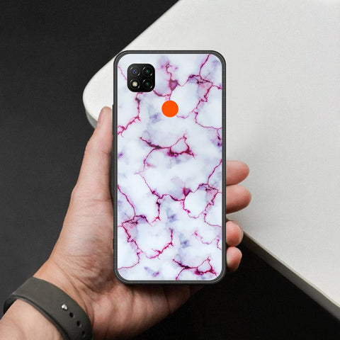Xiaomi Poco C3 Cover - White Marble Series - HQ Ultra Shine Premium Infinity Glass Soft Silicon Borders Case
