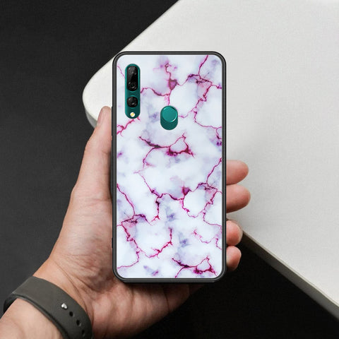 Huawei P Smart Z Cover - White Marble Series - HQ Ultra Shine Premium Infinity Glass Soft Silicon Borders Case