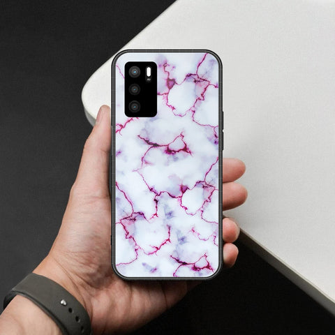 Oppo A16s Cover - White Marble Series - HQ Ultra Shine Premium Infinity Glass Soft Silicon Borders Case