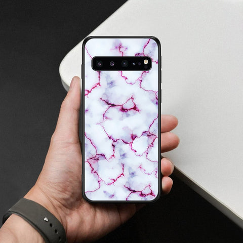 Samsung Galaxy S10 5G Cover - White Marble Series - HQ Ultra Shine Premium Infinity Glass Soft Silicon Borders Case