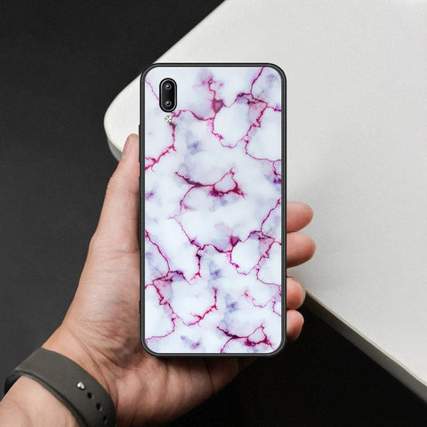 Vivo Y91 (Without Logo Hole) Cover - White Marble Series - HQ Ultra Shine Premium Infinity Glass Soft Silicon Borders Case