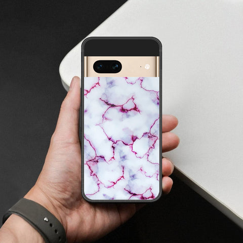 Google Pixel 7 Cover - White Marble Series - HQ Ultra Shine Premium Infinity Glass Soft Silicon Borders Case