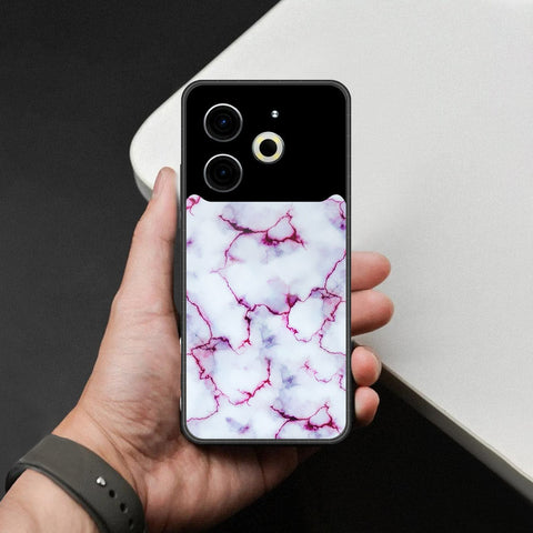 Tecno Pova 6 Cover - White Marble Series - HQ Ultra Shine Premium Infinity Glass Soft Silicon Borders Case