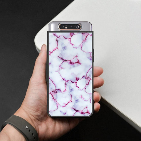 Samsung Galaxy A90 Cover - White Marble Series - HQ Ultra Shine Premium Infinity Glass Soft Silicon Borders Case