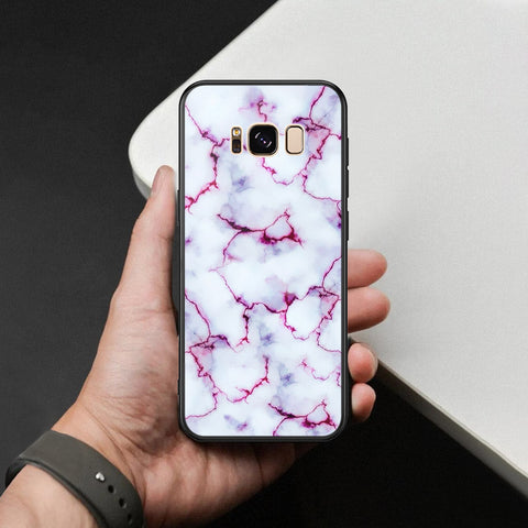 Samsung Galaxy S8 Cover - White Marble Series - HQ Ultra Shine Premium Infinity Glass Soft Silicon Borders Case