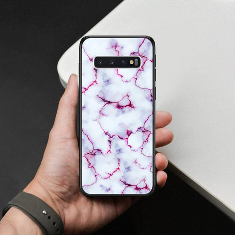 Samsung Galaxy S10 Cover - White Marble Series - HQ Ultra Shine Premium Infinity Glass Soft Silicon Borders Case