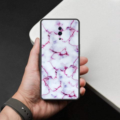 Oppo Reno Cover - White Marble Series - HQ Ultra Shine Premium Infinity Glass Soft Silicon Borders Case