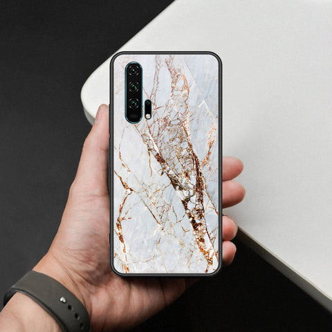 Honor 20 Pro Cover - White Marble Series - HQ Ultra Shine Premium Infinity Glass Soft Silicon Borders Case