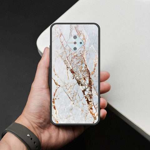 Vivo Y51 (2020 September) Cover - White Marble Series - HQ Ultra Shine Premium Infinity Glass Soft Silicon Borders Case