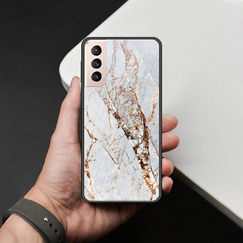 Samsung Galaxy S21 Plus 5G Cover - White Marble Series - HQ Ultra Shine Premium Infinity Glass Soft Silicon Borders Case