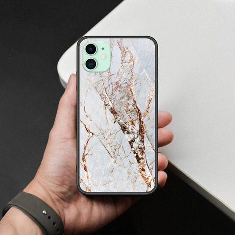 iPhone 11 - White Marble Series - HQ Ultra Shine Premium Infinity Glass Soft Silicon Borders Case