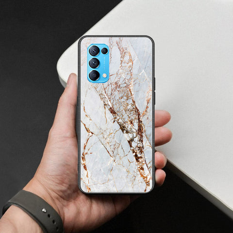 Oppo Find X3 Lite Cover - White Marble Series - HQ Ultra Shine Premium Infinity Glass Soft Silicon Borders Case