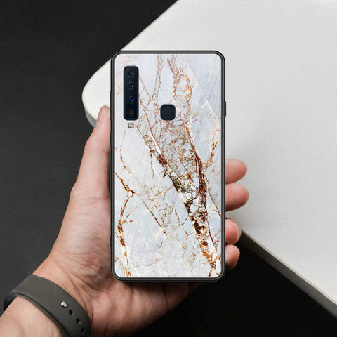 Samsung Galaxy A9 2018 Cover - White Marble Series - HQ Ultra Shine Premium Infinity Glass Soft Silicon Borders Case