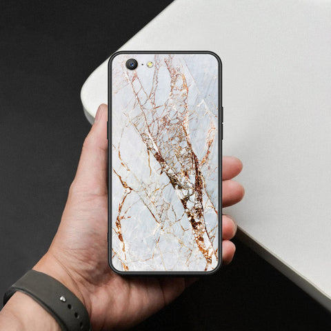 Oppo A57 Cover - White Marble Series - HQ Ultra Shine Premium Infinity Glass Soft Silicon Borders Case