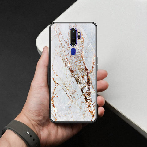 Oppo A9 2020 Cover - White Marble Series - HQ Ultra Shine Premium Infinity Glass Soft Silicon Borders Case