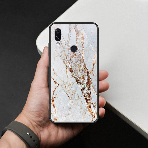 Xiaomi Redmi Note 7 Cover - White Marble Series - HQ Ultra Shine Premium Infinity Glass Soft Silicon Borders Case