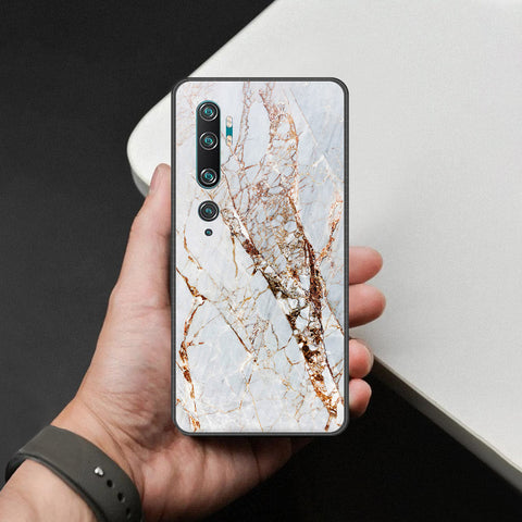 Xiaomi Mi CC9 Pro Cover - White Marble Series - HQ Ultra Shine Premium Infinity Glass Soft Silicon Borders Case