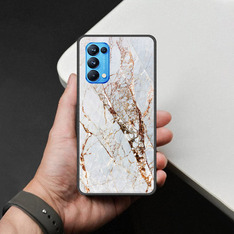 Oppo Reno 5 Pro 5G Cover - White Marble Series - HQ Ultra Shine Premium Infinity Glass Soft Silicon Borders Case
