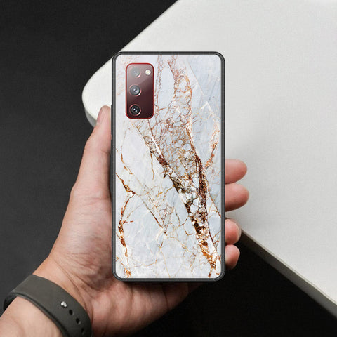 Samsung Galaxy S20 FE Cover - White Marble Series - HQ Ultra Shine Premium Infinity Glass Soft Silicon Borders Case