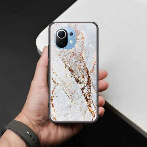 Xiaomi Mi 11 Cover - White Marble Series - HQ Ultra Shine Premium Infinity Glass Soft Silicon Borders Case