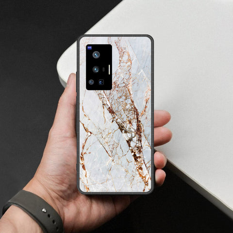 Vivo X70 Pro Cover - White Marble Series - HQ Ultra Shine Premium Infinity Glass Soft Silicon Borders Case
