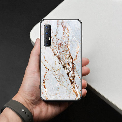 Oppo Reno 3 Pro Cover - White Marble Series - HQ Ultra Shine Premium Infinity Glass Soft Silicon Borders Case