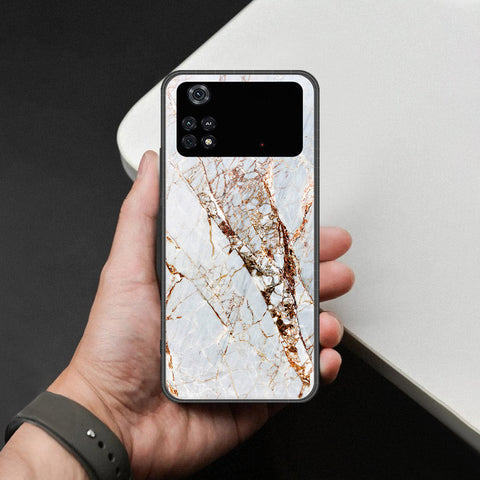 Xiaomi Poco M4 Pro Cover - White Marble Series - HQ Ultra Shine Premium Infinity Glass Soft Silicon Borders Case
