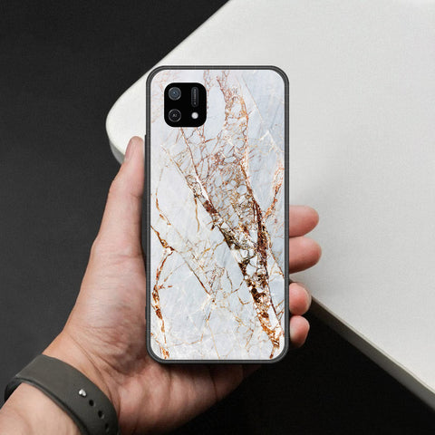 Oppo A16e Cover - White Marble Series - HQ Ultra Shine Premium Infinity Glass Soft Silicon Borders Case