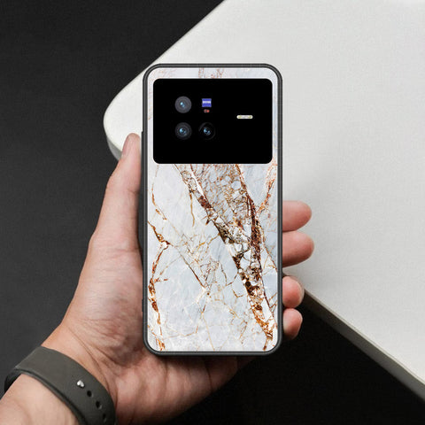 Vivo X80 Cover - White Marble Series - HQ Ultra Shine Premium Infinity Glass Soft Silicon Borders Case