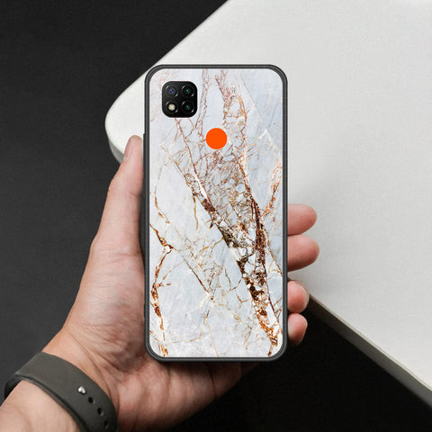 Xiaomi Redmi 9C Cover - White Marble Series - HQ Ultra Shine Premium Infinity Glass Soft Silicon Borders Case