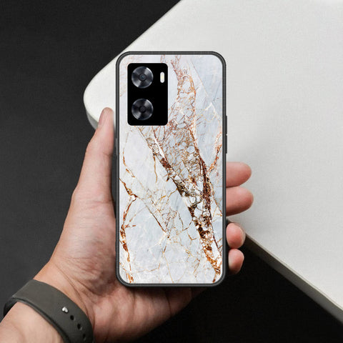 Oppo A57 4G 2022 Cover - White Marble Series - HQ Ultra Shine Premium Infinity Glass Soft Silicon Borders Case