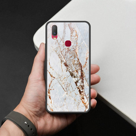 Vivo Y11 2019 Cover - White Marble Series - HQ Ultra Shine Premium Infinity Glass Soft Silicon Borders Case