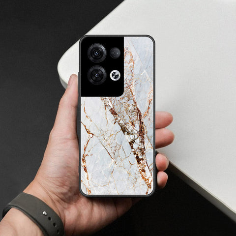 Oppo Reno 8 Pro  Cover - White Marble Series - HQ Ultra Shine Premium Infinity Glass Soft Silicon Borders Case