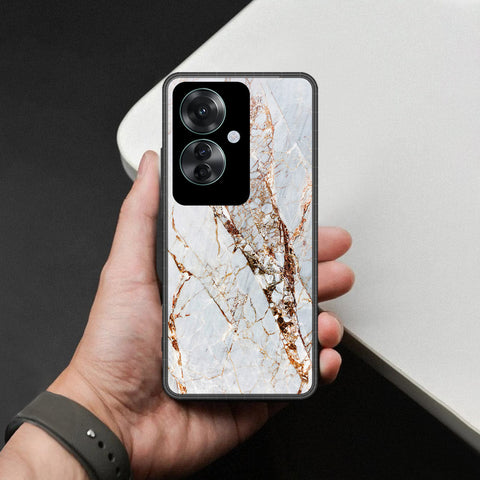 Oppo Reno 11F 5G Cover - White Marble Series - HQ Ultra Shine Premium Infinity Glass Soft Silicon Borders Case