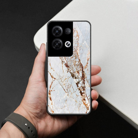 Oppo Reno 8 Pro Plus Cover - White Marble Series - HQ Ultra Shine Premium Infinity Glass Soft Silicon Borders Case