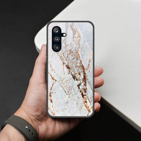 Samsung Galaxy A26 Cover - White Marble Series - HQ Ultra Shine Premium Infinity Glass Soft Silicon Borders Case