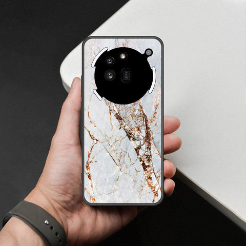 Nothing Phone 3a Pro Cover - White Marble Series - HQ Ultra Shine Premium Infinity Glass Soft Silicon Borders Case