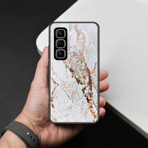 Infinix Hot 50 Pro Plus Cover - White Marble Series - HQ Ultra Shine Premium Infinity Glass Soft Silicon Borders Case