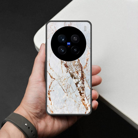Vivo X200 Pro Cover - White Marble Series - HQ Ultra Shine Premium Infinity Glass Soft Silicon Borders Case