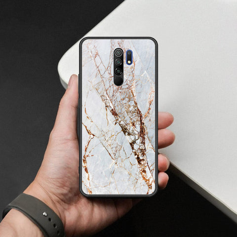 Xiaomi Redmi 9 Cover - White Marble Series - HQ Ultra Shine Premium Infinity Glass Soft Silicon Borders Case