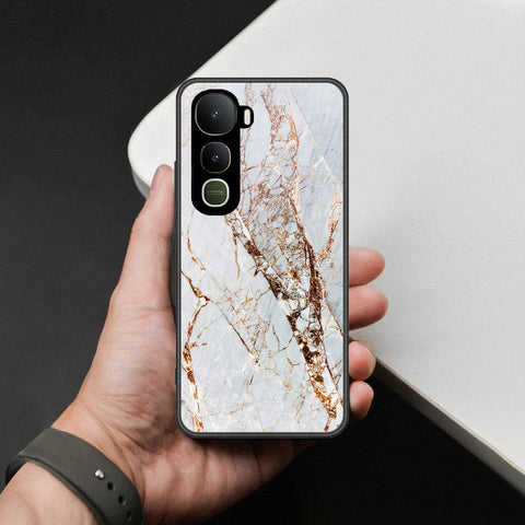 Vivo Y400 Cover - White Marble Series - HQ Ultra Shine Premium Infinity Glass Soft Silicon Borders Case