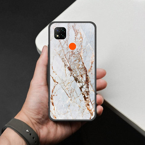 Xiaomi Poco C3 Cover - White Marble Series - HQ Ultra Shine Premium Infinity Glass Soft Silicon Borders Case