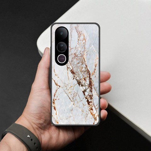 Vivo V50 Lite Cover - White Marble Series - HQ Ultra Shine Premium Infinity Glass Soft Silicon Borders Case