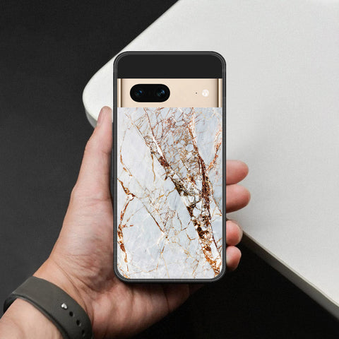 Google Pixel 7 Cover - White Marble Series - HQ Ultra Shine Premium Infinity Glass Soft Silicon Borders Case