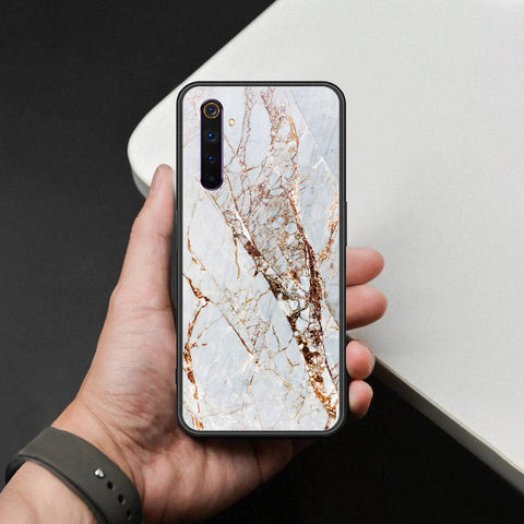 Realme 6 Pro Cover - White Marble Series - HQ Ultra Shine Premium Infinity Glass Soft Silicon Borders Case