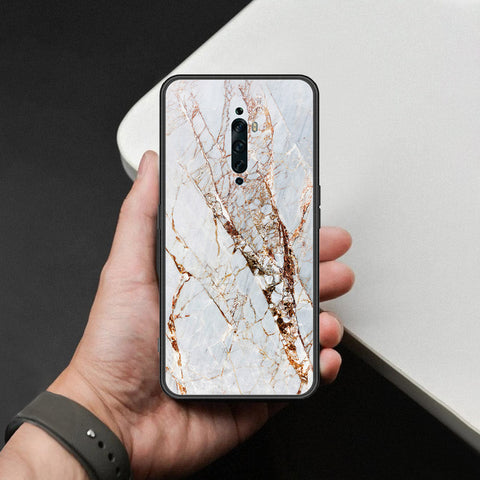 Oppo Reno 2F Cover - White Marble Series - HQ Ultra Shine Premium Infinity Glass Soft Silicon Borders Case