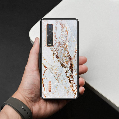 Oppo Find X2 Pro Cover - White Marble Series - HQ Ultra Shine Premium Infinity Glass Soft Silicon Borders Case